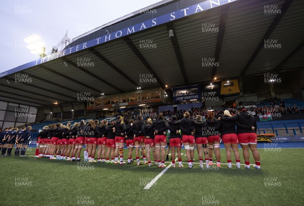 180926 Wales v South Africa, Vodafone Wales WXV Series - The Wales team line up for the anthems