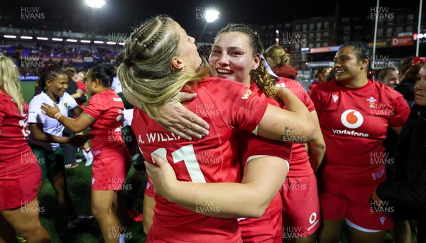 180926 Wales v South Africa, Vodafone Wales WXV Series - Amy Williams of Wales and Gwenllian Pyrs of Wales at the end of the match