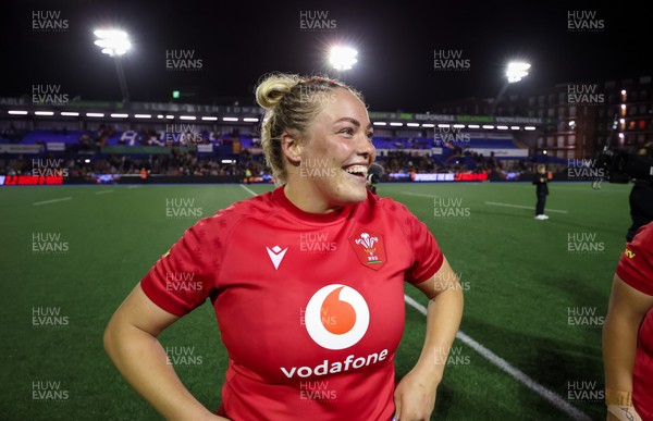 180926 Wales v South Africa, Vodafone Wales WXV Series - Kelsey Jones of Wales at the end of the match