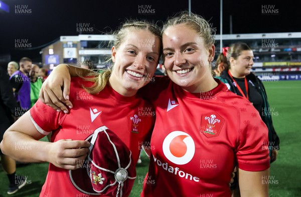 180926 Wales v South Africa, Vodafone Wales WXV Series - Amy Williams of Wales and Freya Bell of Wales at the end of the match