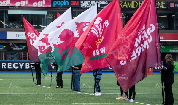 190926 Wales v South Africa, Vodafone Wales WXV Series - Pitch flags and branding ahead of the anthems