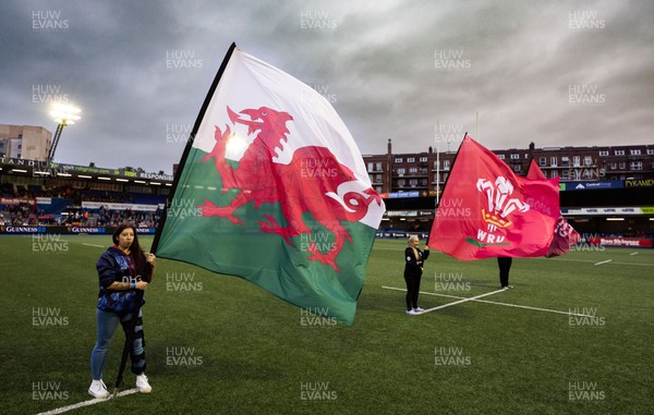 190926 Wales v South Africa, Vodafone Wales WXV Series - Pitch flags and branding ahead of the anthems
