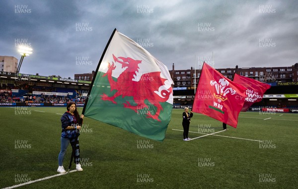 190926 Wales v South Africa, Vodafone Wales WXV Series - Pitch flags and branding ahead of the anthems