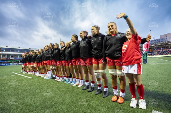 190926 Wales v South Africa, Vodafone Wales WXV Series - Wales line up for the anthems
