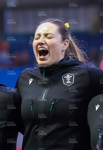 190926 Wales v South Africa, Vodafone Wales WXV Series - Gwen Crabb during the anthems