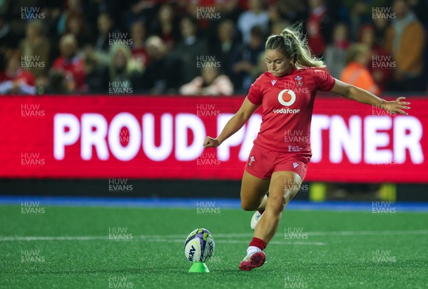 190926 Wales v South Africa, Vodafone Wales WXV Series - Freya Bell of Wales kicks conversion 
