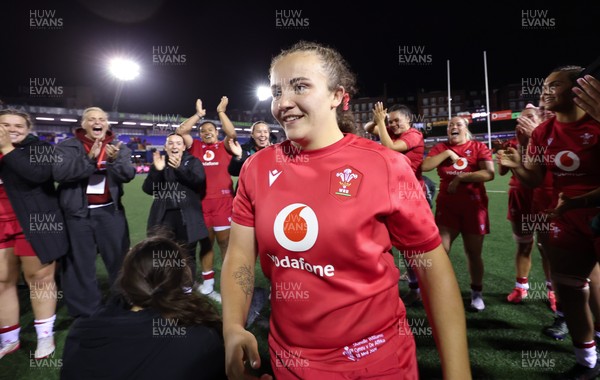 190926 Wales v South Africa, Vodafone Wales WXV Series - Shanelle Williams of Wales receives her first cap at the end of the match