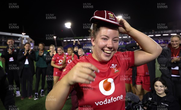190926 Wales v South Africa, Vodafone Wales WXV Series - Elan Jones of Wales receives her first cap at the end of the match