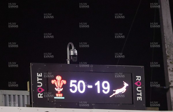 190926 Wales v South Africa, Vodafone Wales WXV Series - The scoreboard at the end of the match