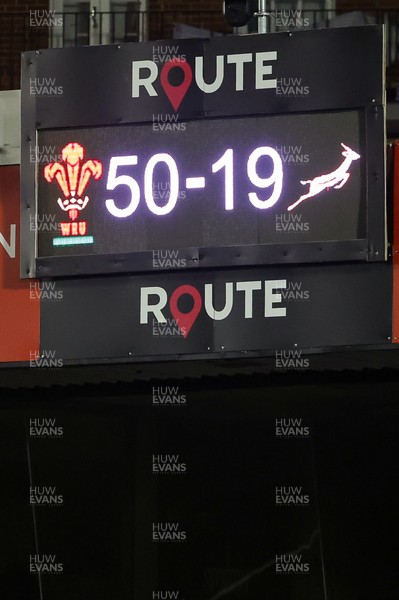 190926 Wales v South Africa, Vodafone Wales WXV Series - The scoreboard at the end of the match