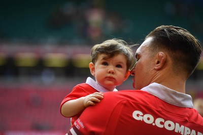 190823 - Wales v South Africa - Vodaphone Summer Series - Taine Basham of Wales with family at the end of the game