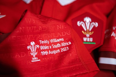 190823 - Wales v South Africa - Vodafone Summer Series - Teddy Williams of Wales first cap jersey