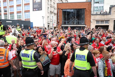 190823 - Wales v South Africa - Vodafone Summer Series - Fans watch as the Wales team walk into the stadium