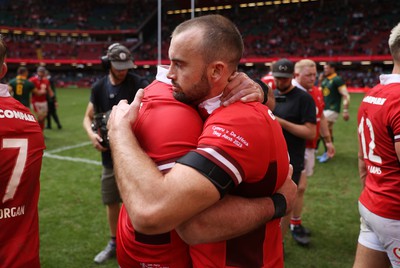 190823 - Wales v South Africa - Vodafone Summer Series - Elliot Dee and Cai Evans of Wales at full time