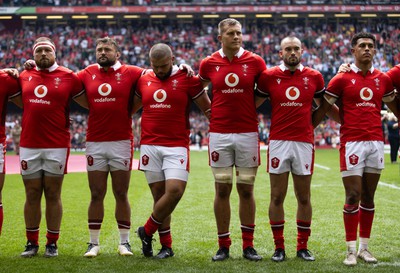 190823 - Wales v South Africa - Vodafone Summer Series - Wales line up before the anthem,