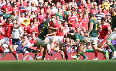 190823 - Wales v South Africa, Summer Nations Series 2023 - Cai Evans of Wales races away