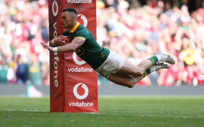 190823 - Wales v South Africa, Summer Nations Series 2023 - Jesse Kriel of South Africa dives in to score try