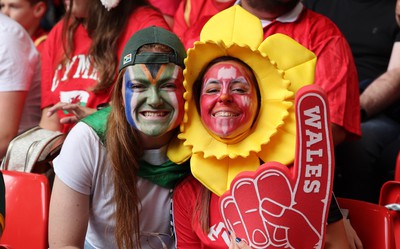 190823 - Wales v South Africa, Summer Nations Series 2023 - A South Africa and a Wales fan ahead of the match