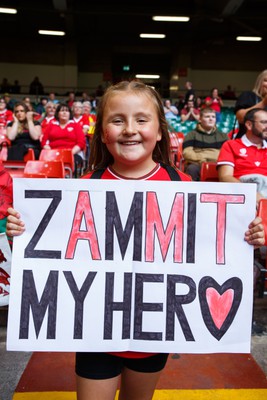 190823 - Wales v South Africa - Summer Series - A young Wales fan supports Louis Rees-Zammit