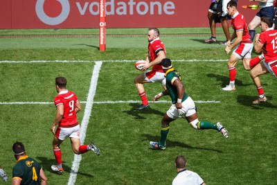 190823 - Wales v South Africa - Summer Series - Cai Evans of Wales on the attack