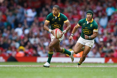 190823 - Wales v South Africa - Summer Series - Manie Libbok of South Africa on the attack