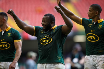 190823 - Wales v South Africa - Summer Series - Ox Nche of South Africa celebrates at the end of the match