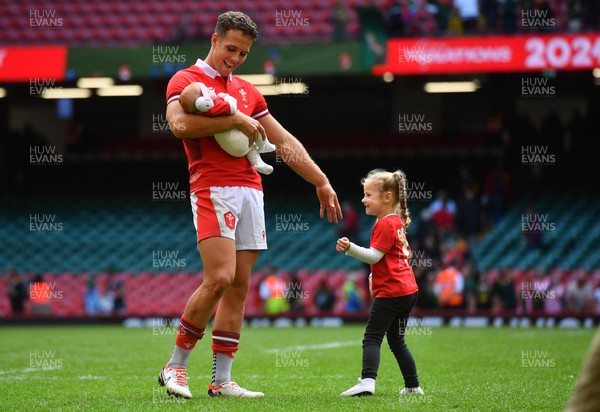 190823 - Wales v South Africa - Vodaphone Summer Series - Kieran Hardy of Wales with family at the end of the game