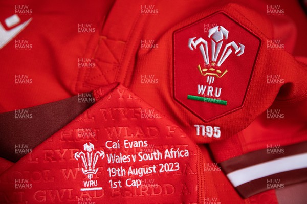 190823 - Wales v South Africa - Vodafone Summer Series - Cai Evans of Wales first cap jersey