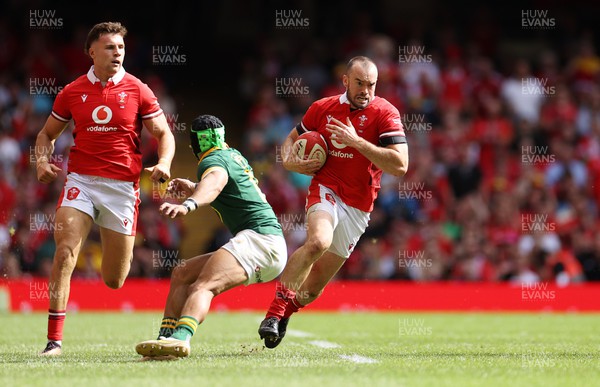 190823 - Wales v South Africa - Vodafone Summer Series - Cai Evans of Wales on the charge