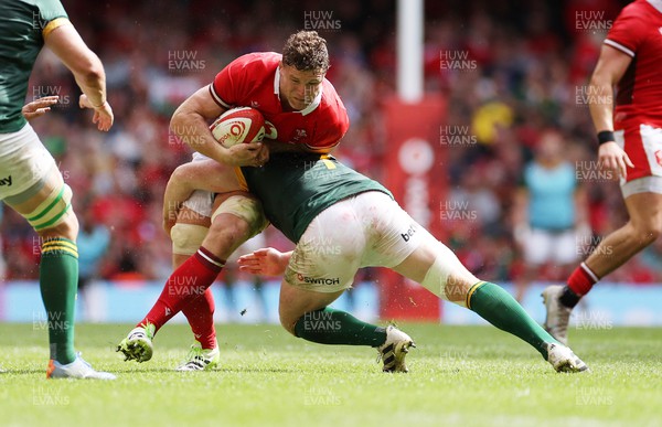 190823 - Wales v South Africa - Vodafone Summer Series - Will Rowlands of Wales is tackled by Pieter-Steph du Toit of South Africa