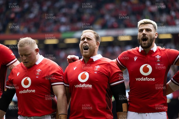 190823 - Wales v South Africa - Vodafone Summer Series - Corey Domachowski of Wales sings the anthem