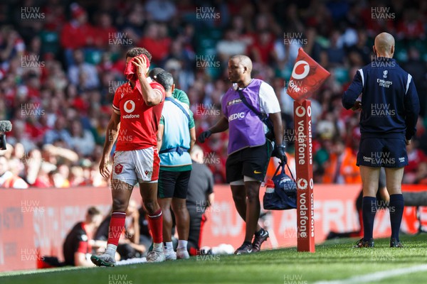 190823 - Wales v South Africa - Summer Series - Rio Dyer of Wales leaves the field injured