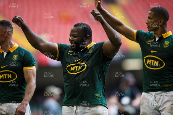 190823 - Wales v South Africa - Summer Series - Ox Nche of South Africa celebrates at the end of the match
