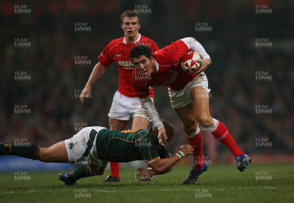 24.11.07 Wales v South Africa... Wales' James Hook and South Africa's Enrico Januarie 