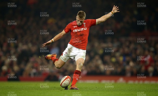 241118 - Wales v South Africa - Under Armour Series - Gareth Anscombe of Wales kicks the conversion