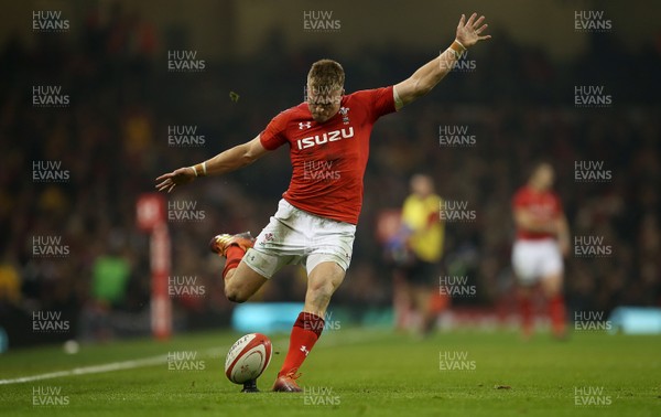 241118 - Wales v South Africa - Under Armour Series - Gareth Anscombe of Wales kicks the second conversion