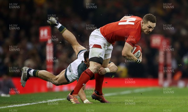 241118 - Wales v South Africa - Under Armour Series - George North of Wales is tackled by Jesse Kriel of South Africa