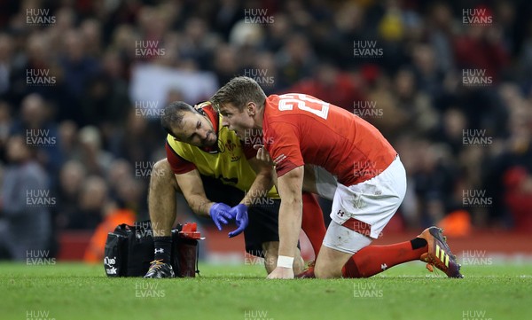 241118 - Wales v South Africa - Under Armour Series - Dan Biggar of Wales is seen to by a medic