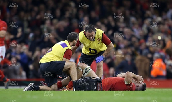 241118 - Wales v South Africa - Under Armour Series - Ellis Jenkins of Wales goes down injured seconds before the end of the game