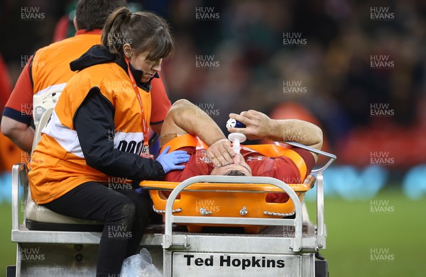 241118 - Wales v South Africa - Under Armour Series - Ellis Jenkins of Wales is taken off injured