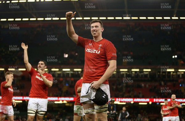 241118 - Wales v South Africa - Under Armour Series - Adam Beard of Wales waves to the crowd