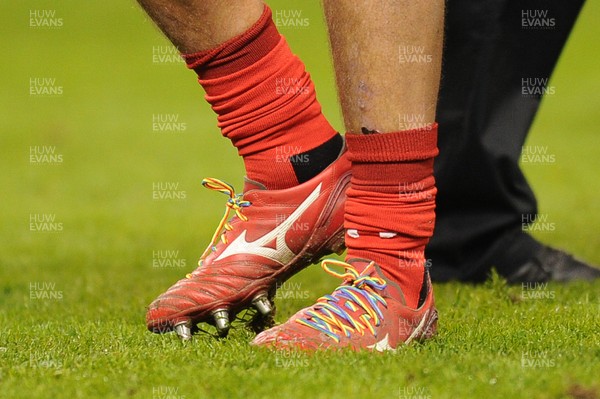 241118 - Wales v South Africa - Under Armour Series -  Ellis Jenkins of Wales wears rainbow laces