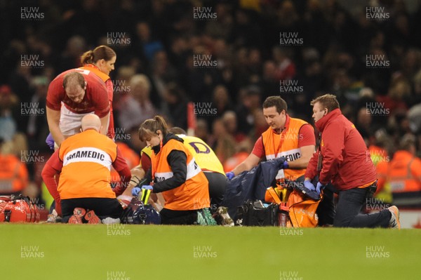 241118 - Wales v South Africa - Under Armour Series - Alun Wyn Jones of Wales consoles the injured Ellis Jenkins of Wales 