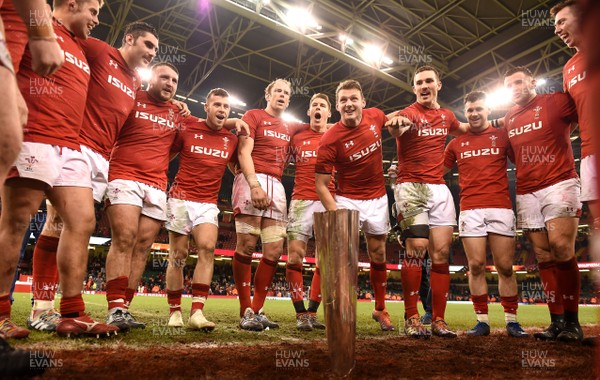 241118 - Wales v South Africa - Under Armour Series 2018 - Wales squad celebrate win at the end of the game