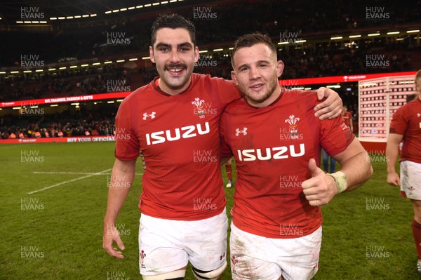241118 - Wales v South Africa - Under Armour Series 2018 - Cory Hill and Elliot Dee of Wales at the end of the game