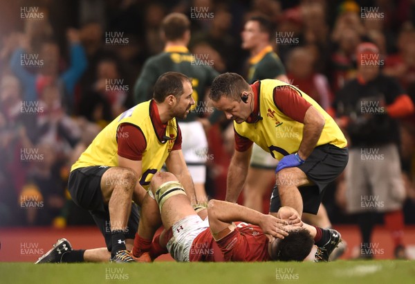 241118 - Wales v South Africa - Under Armour Series 2018 - Ellis Jenkins of Wales is treated for injury at the final whistle