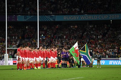 271019 - Wales v South Africa - Rugby World Cup Semi-Final - Wales during the anthem