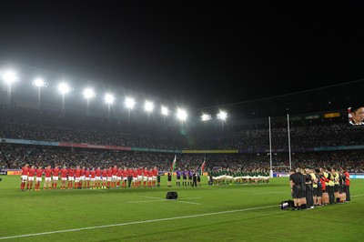 271019 - Wales v South Africa - Rugby World Cup Semi-Final - Wales during the anthem