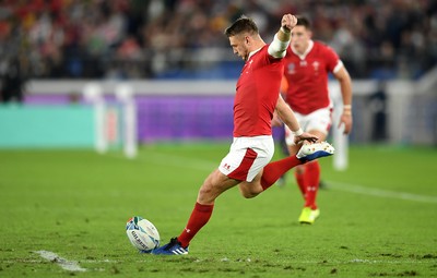 271019 - Wales v South Africa - Rugby World Cup Semi-Final - Dan Biggar of Wales kicks a penalty