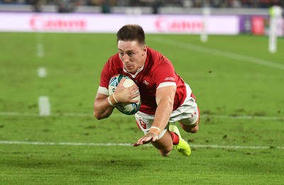 271019 - Wales v South Africa - Rugby World Cup Semi-Final - Josh Adams of Wales runs in to score a try